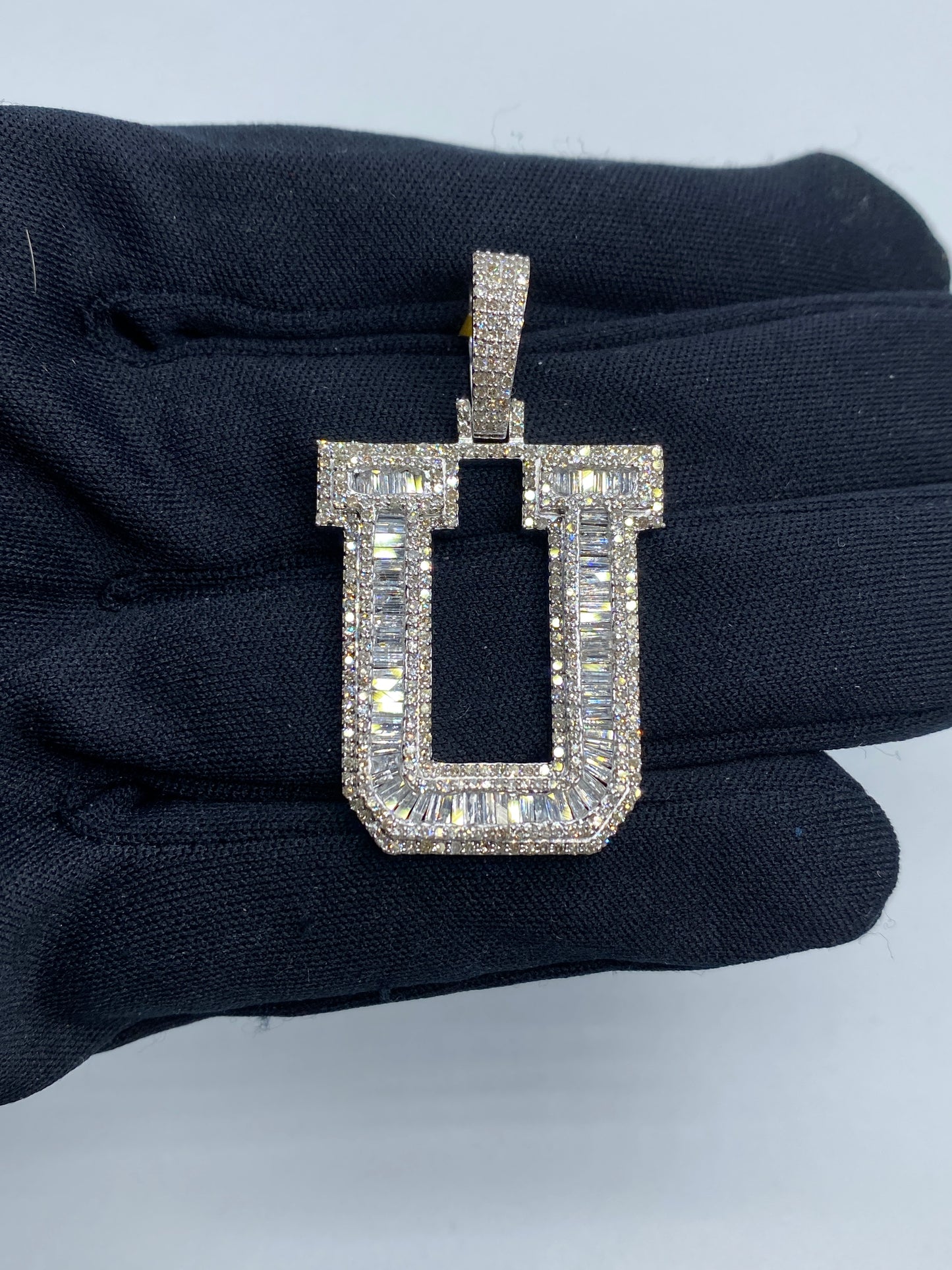 Initial U Baguette Pendant