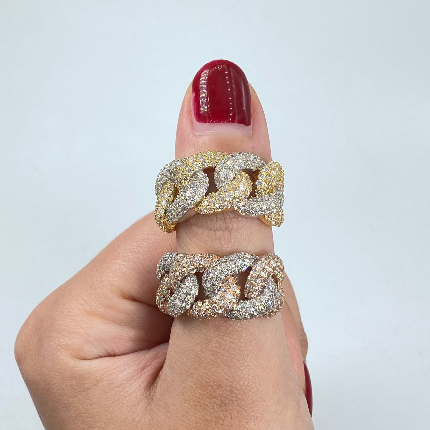 14K Two-Tone Cuban Link Diamond Ring