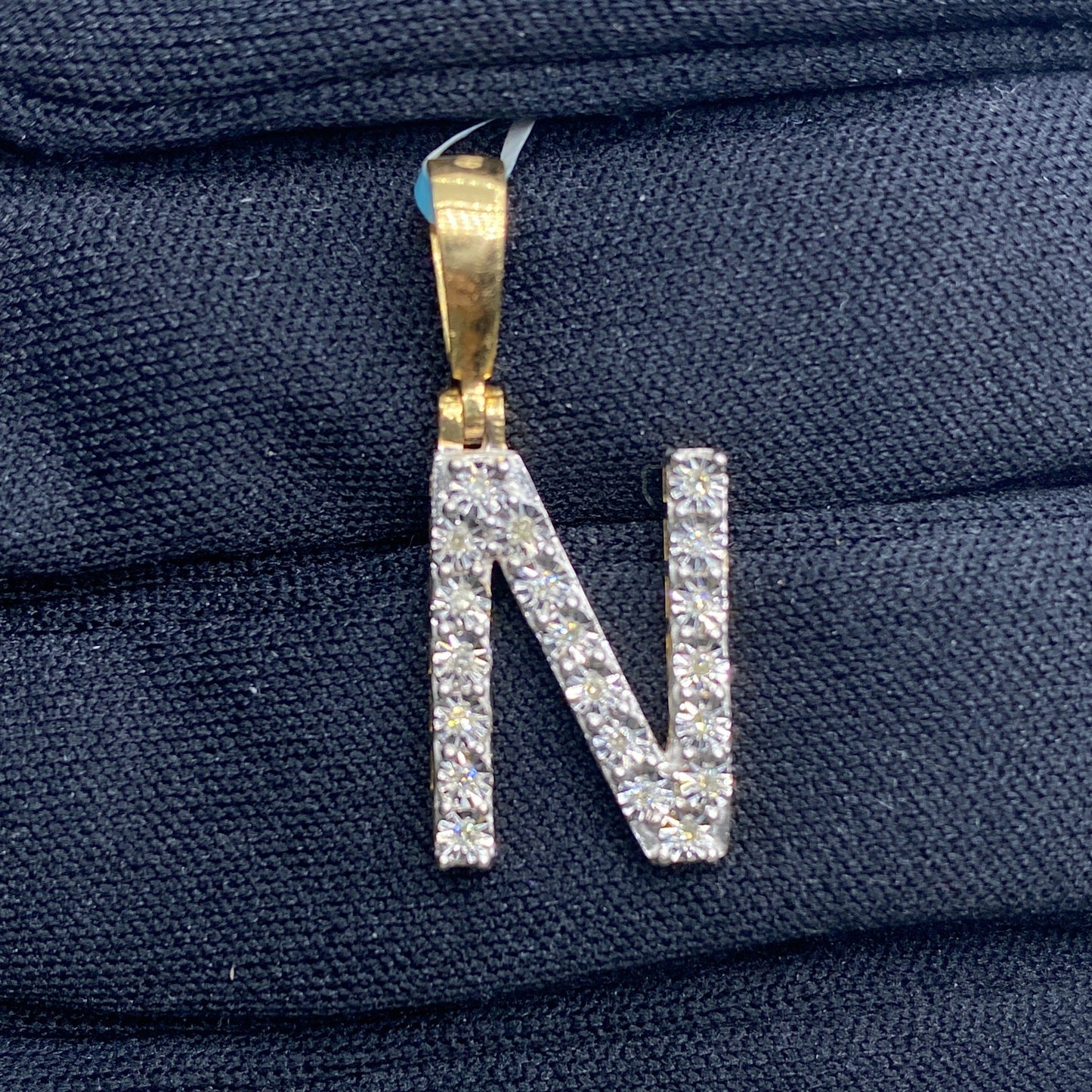 14k Single Stone Initial N Pendant