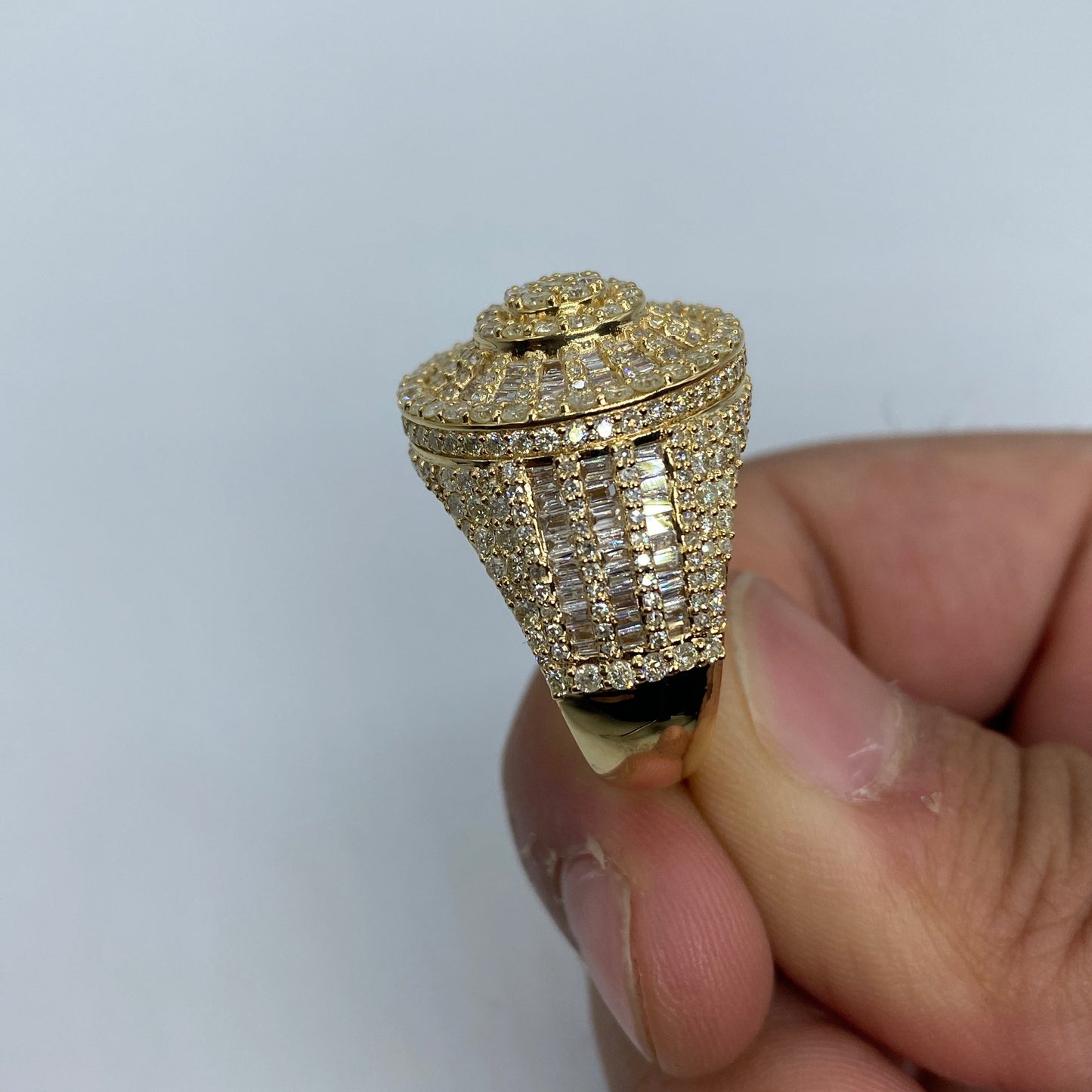 14K Circle Web Diamond Baguette Ring