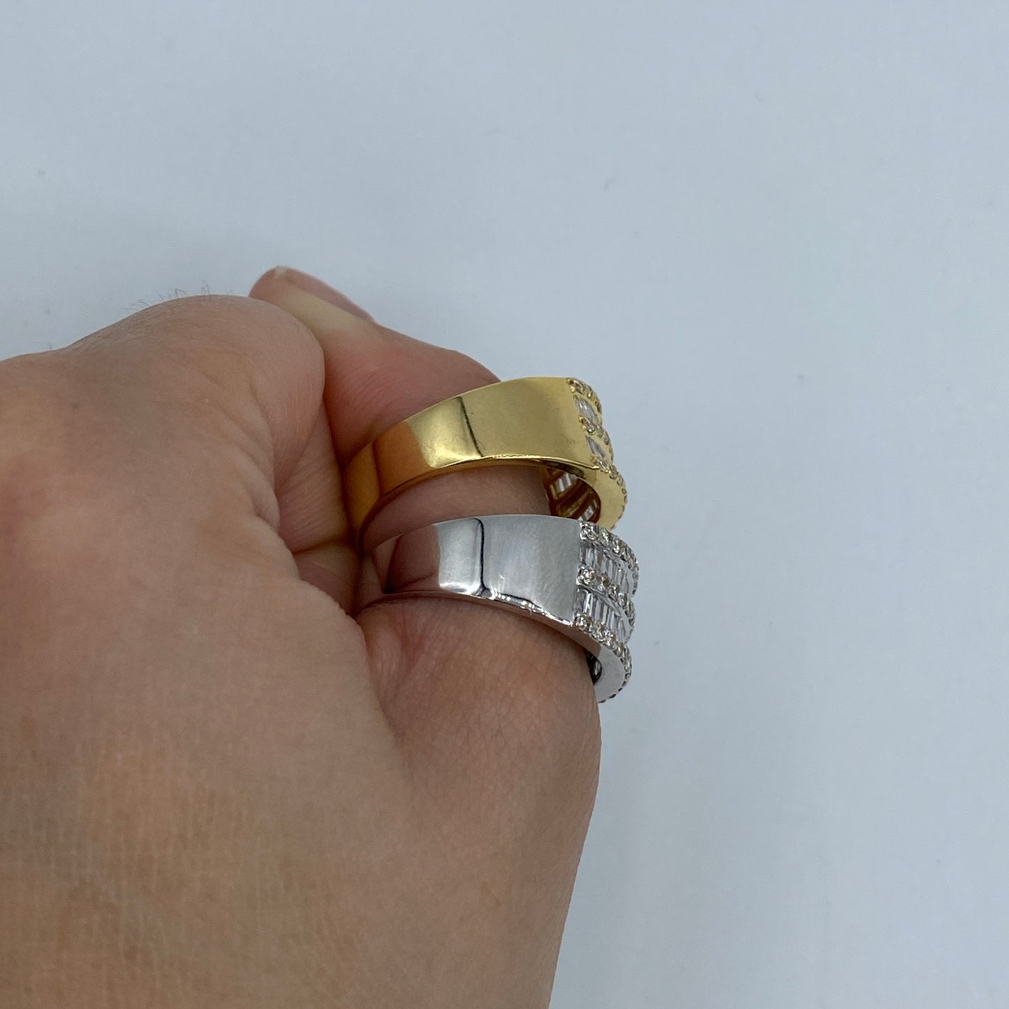 14K Double Row Diamond Baguette Ring