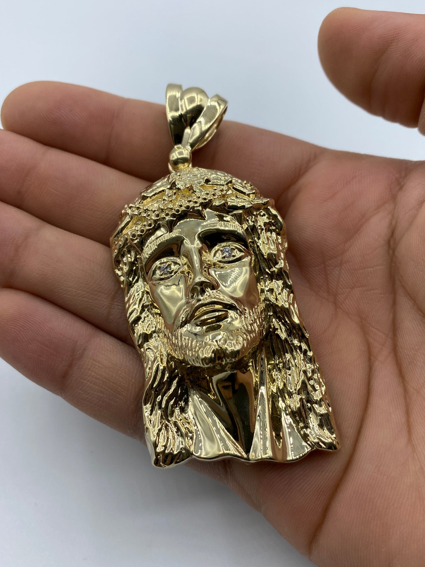 14K Jesus Head Pendant 3.25"
