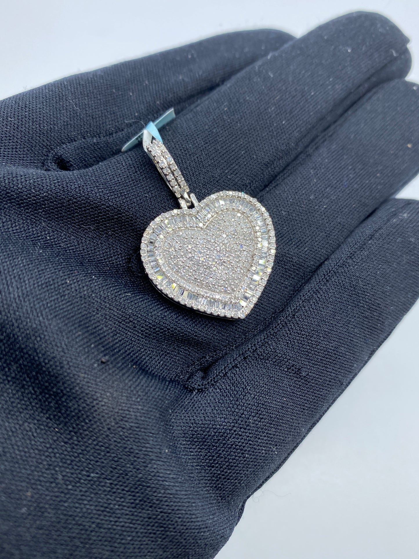 14K Heart Diamond Baguette Pendant