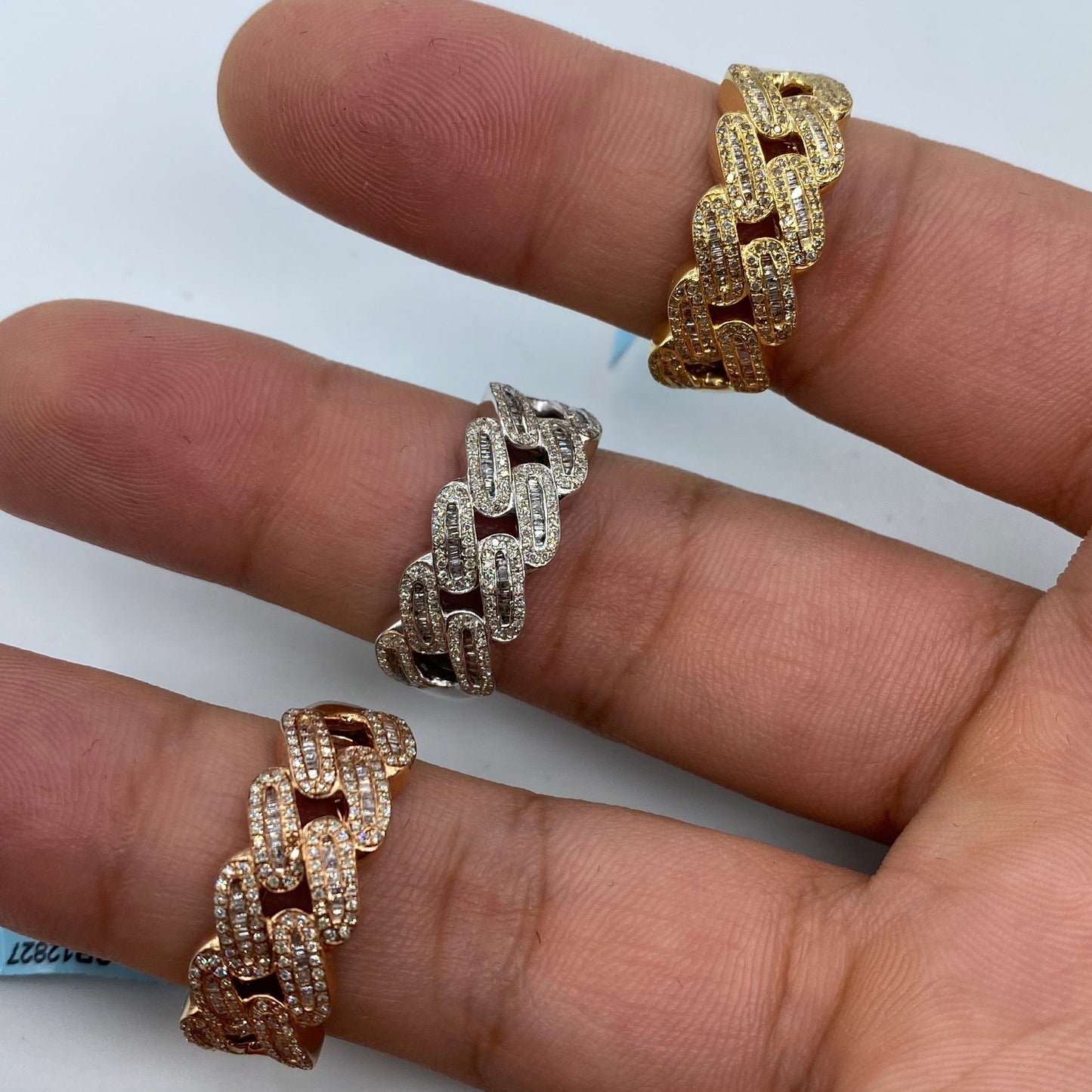 10K/14K Gold 9MM Rounded Cuban Link Diamond Baguette Ring
