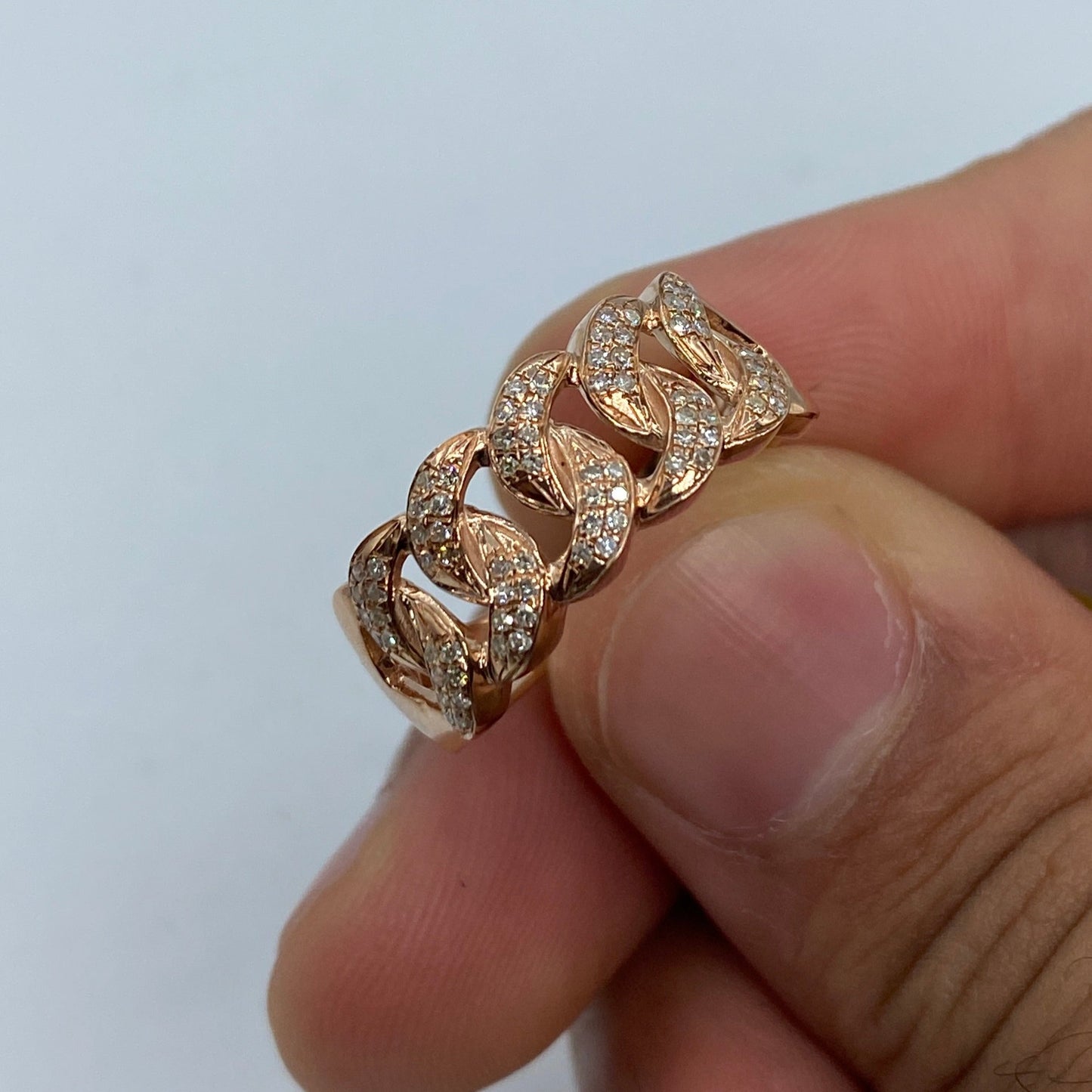 10K Cuban Link Diamond Ring (9mm)