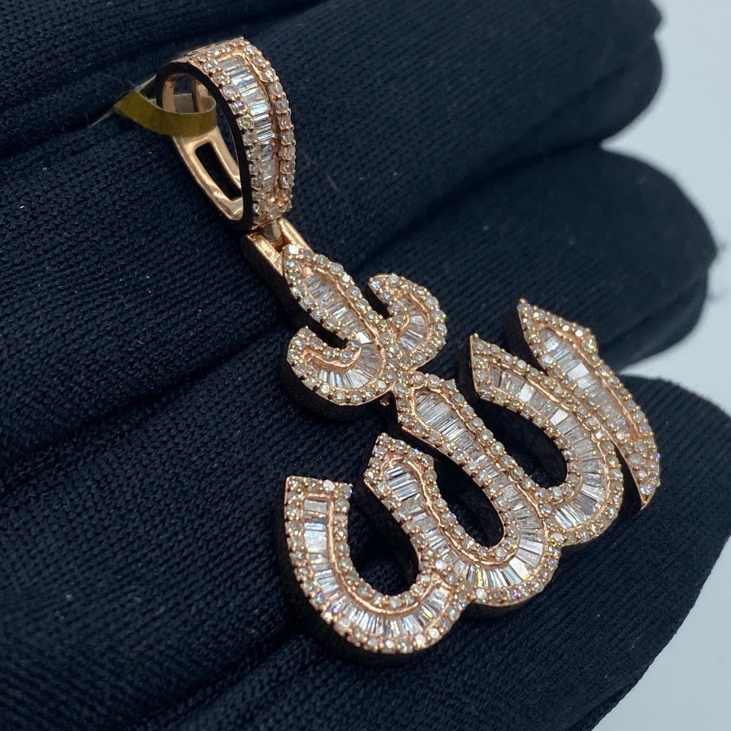 10K Rose Gold Allah Baguette Pendant