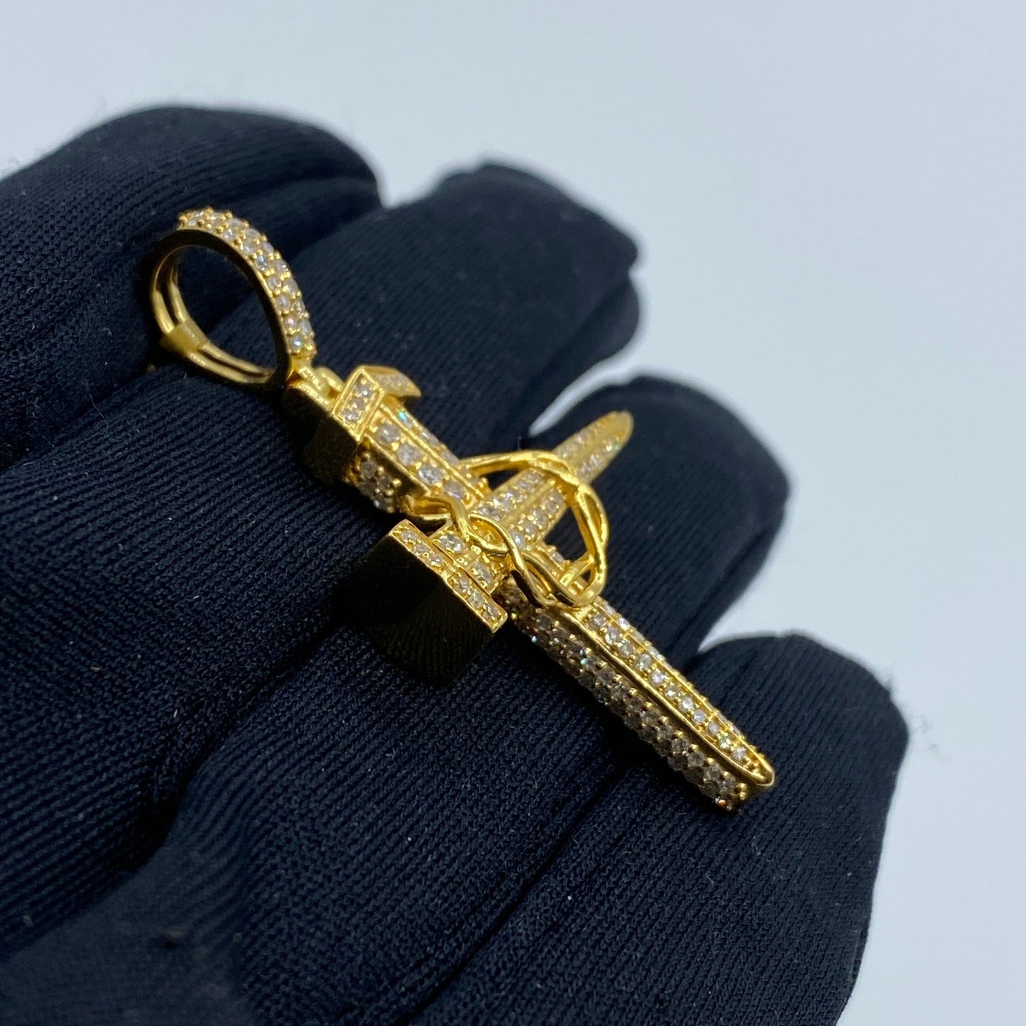 10K Nail Cross Diamond Pendant