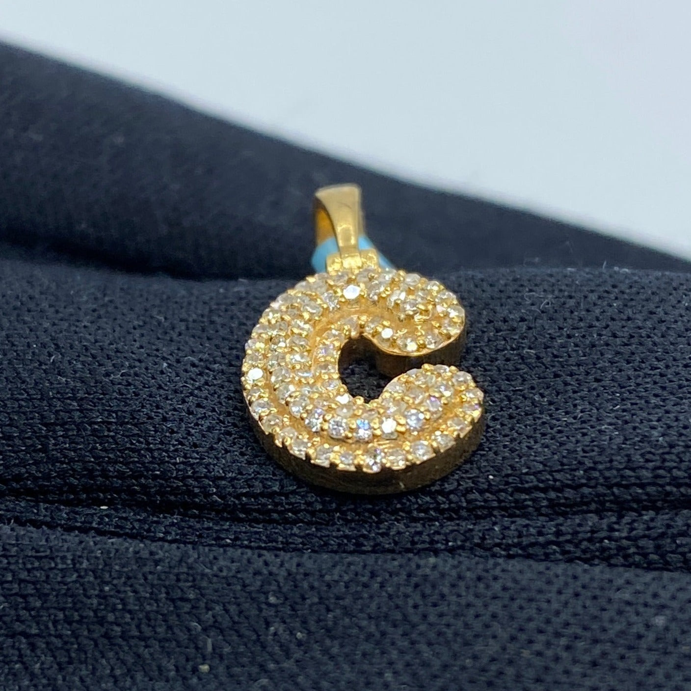 14k Initial C Bubble Pendant