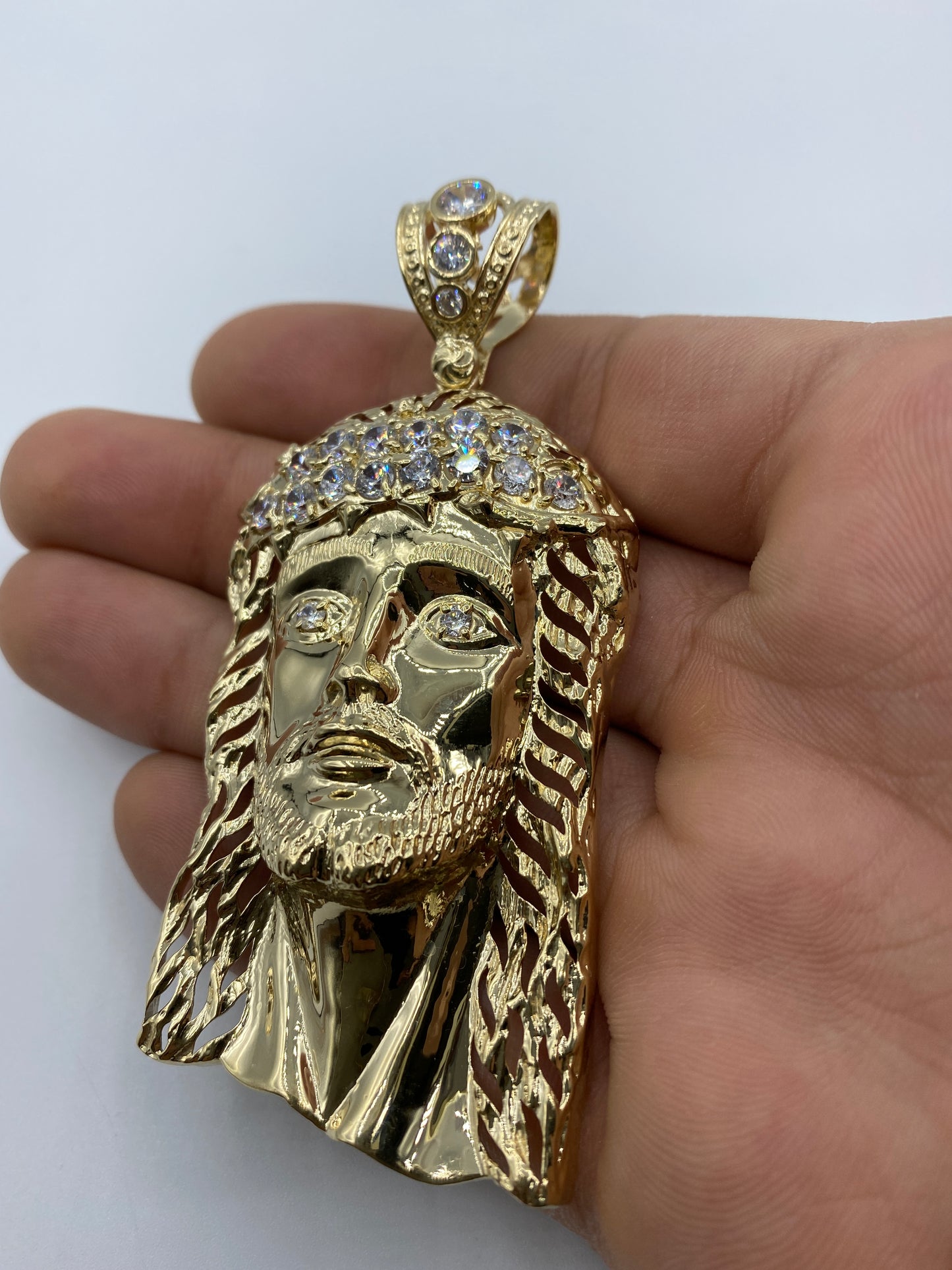 14K Jesus Head Pendant 3.5"