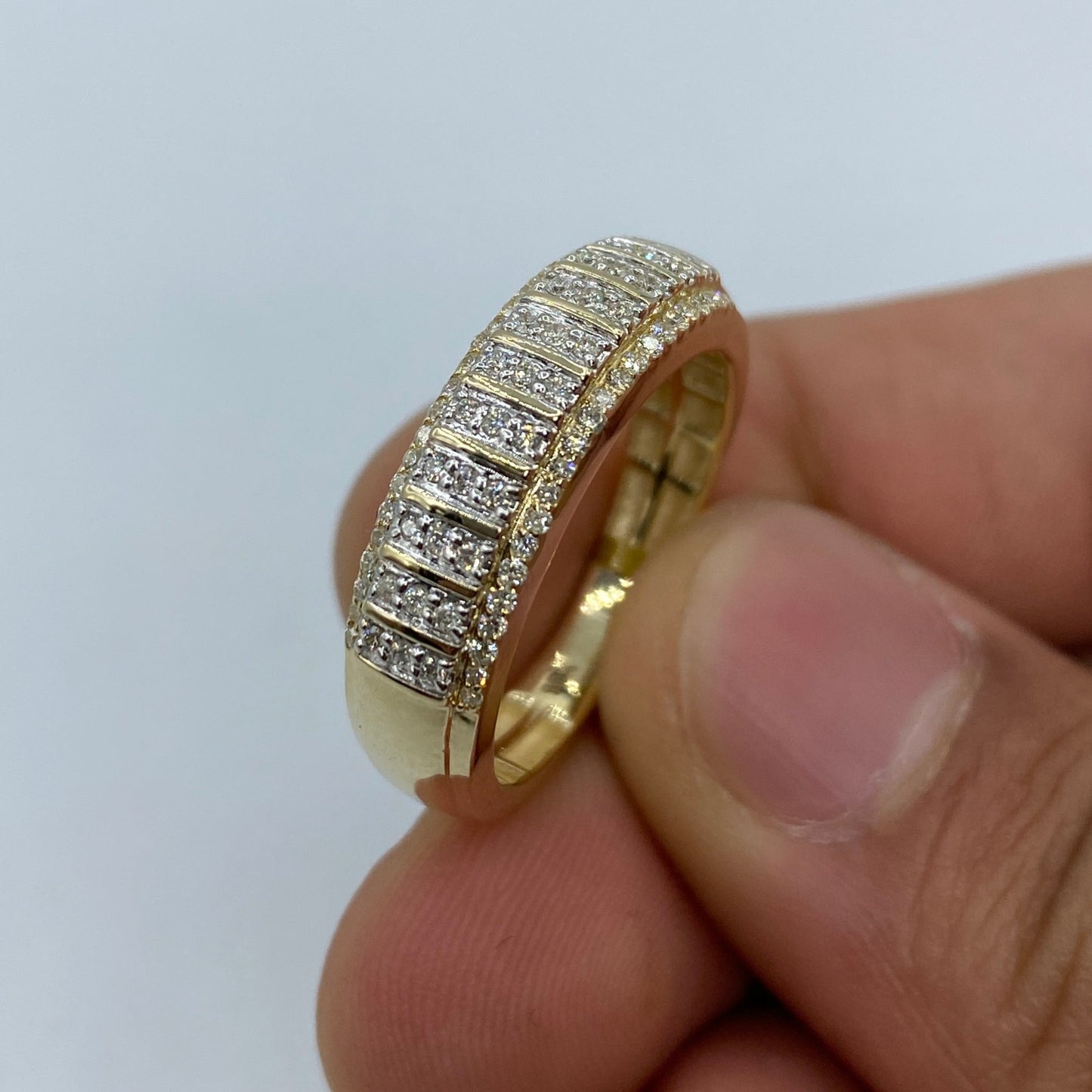 10K Tiger Diamond Wedding Band