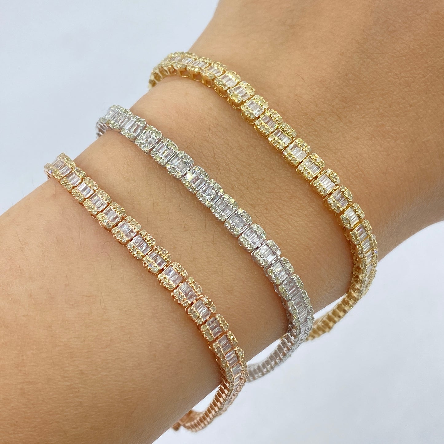 14K 4.3MM Baguette Tennis Bracelet 7"