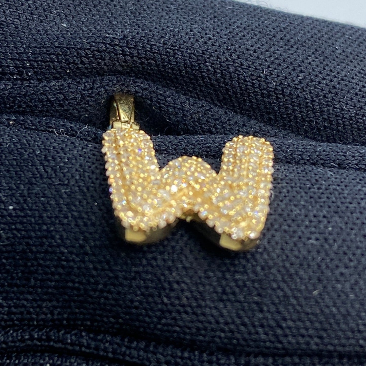14k Initial W Bubble Pendant