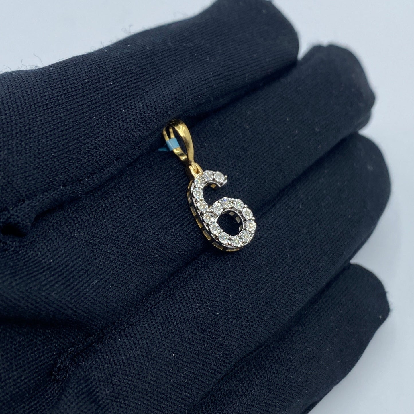 14K Number 6 Diamond Pendant