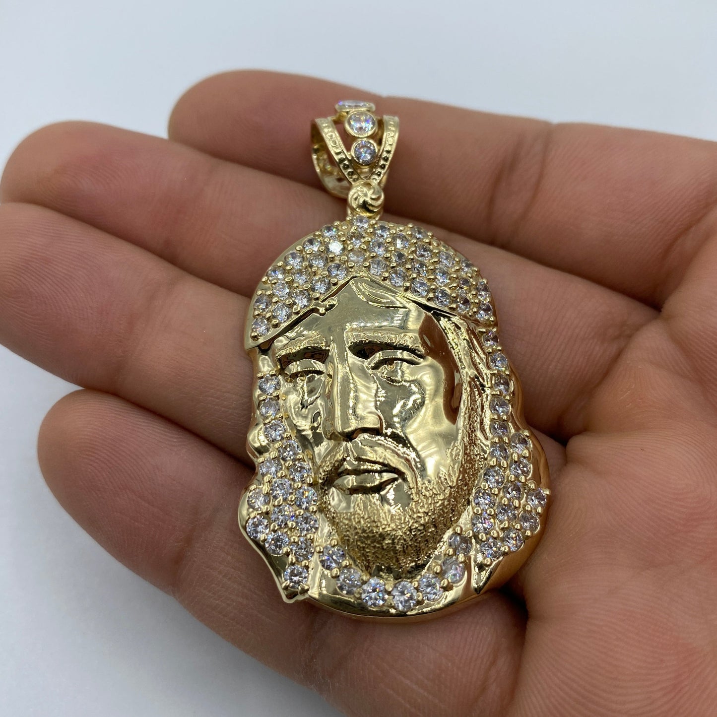 14K Jesus Head Pendant 2.2"
