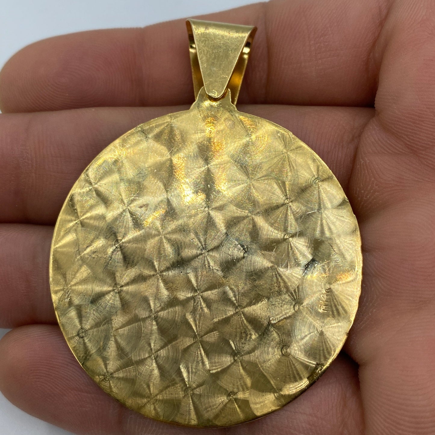 14K Saint Caridad del Cobre Round Medallion Pendant 2.5"