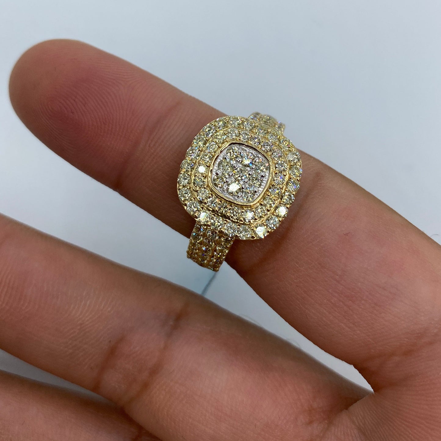 14K Square Madrid Diamond Ring