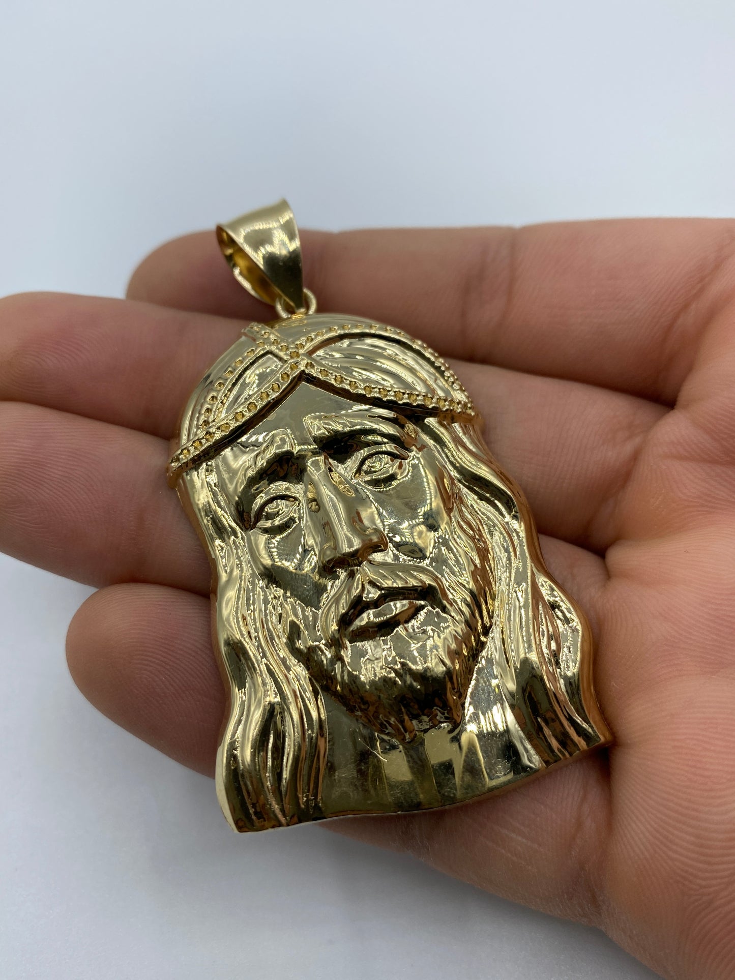14K Jesus Head Pendant 2.75"
