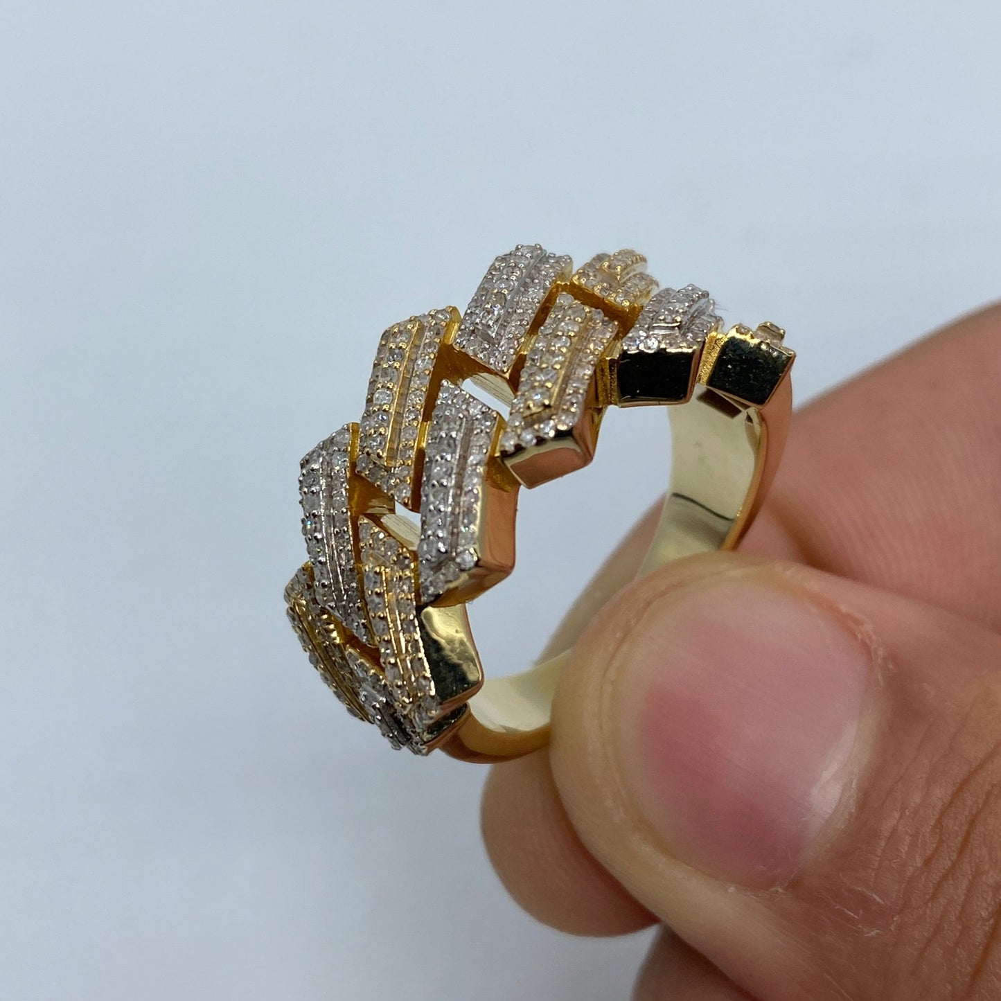 14K Gold 13MM Two Tone Cuban Link Diamond Ring