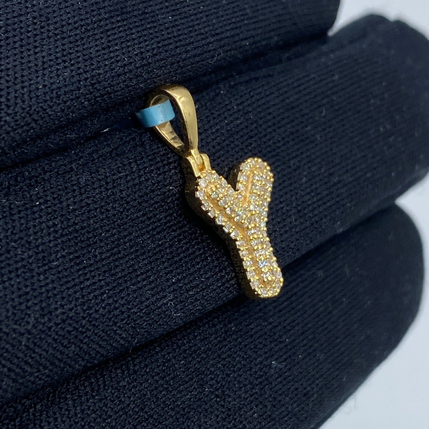 14k Initial Y Bubble Pendant