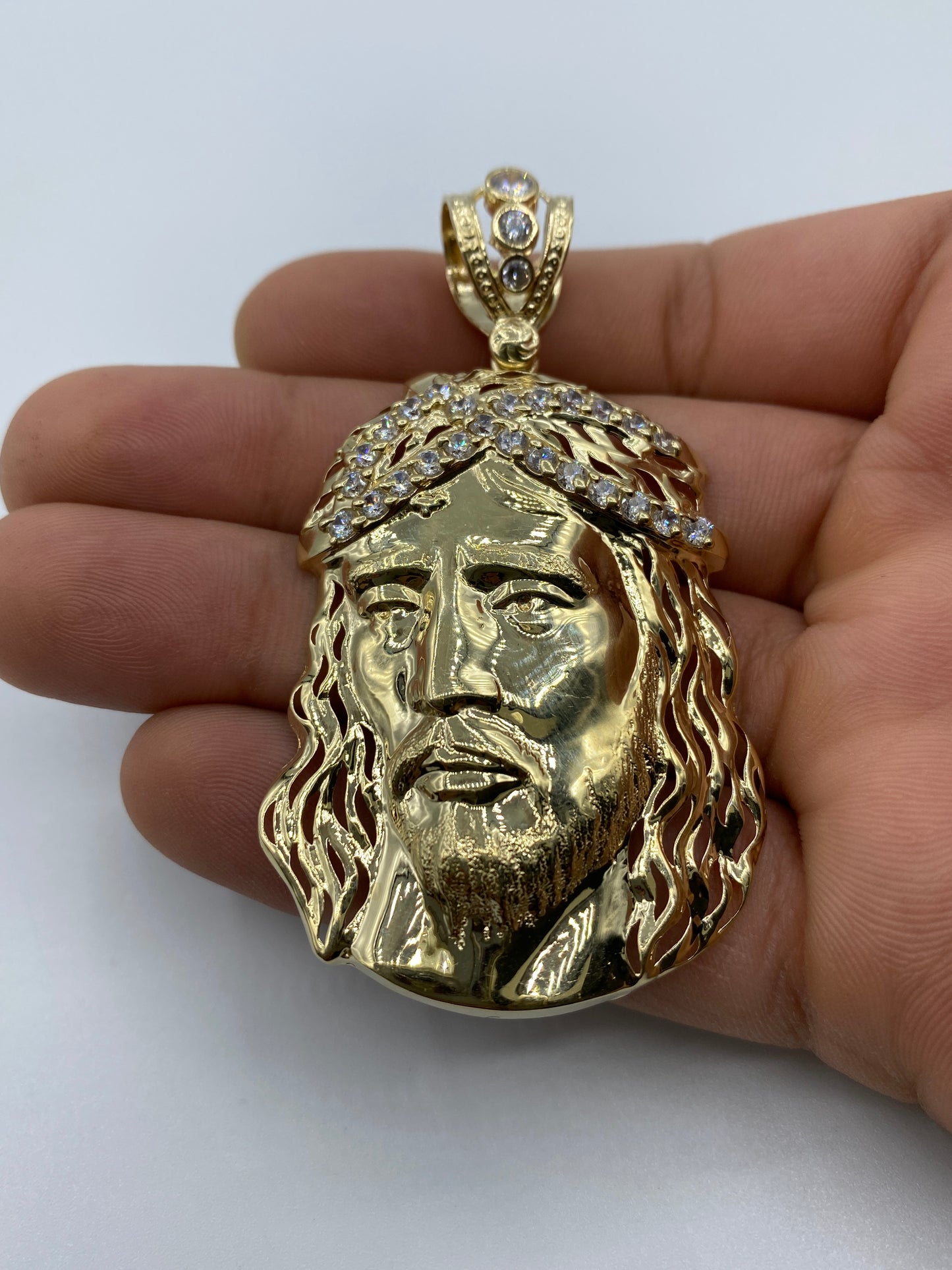 14K Jesus Head Pendant 2.75"