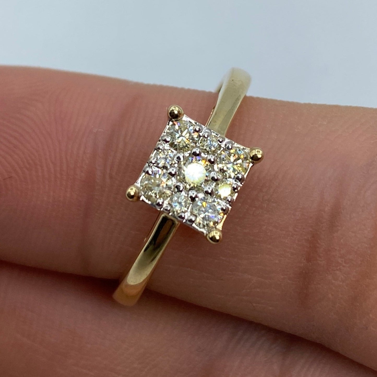 14K Square Diamond Engagement Ring