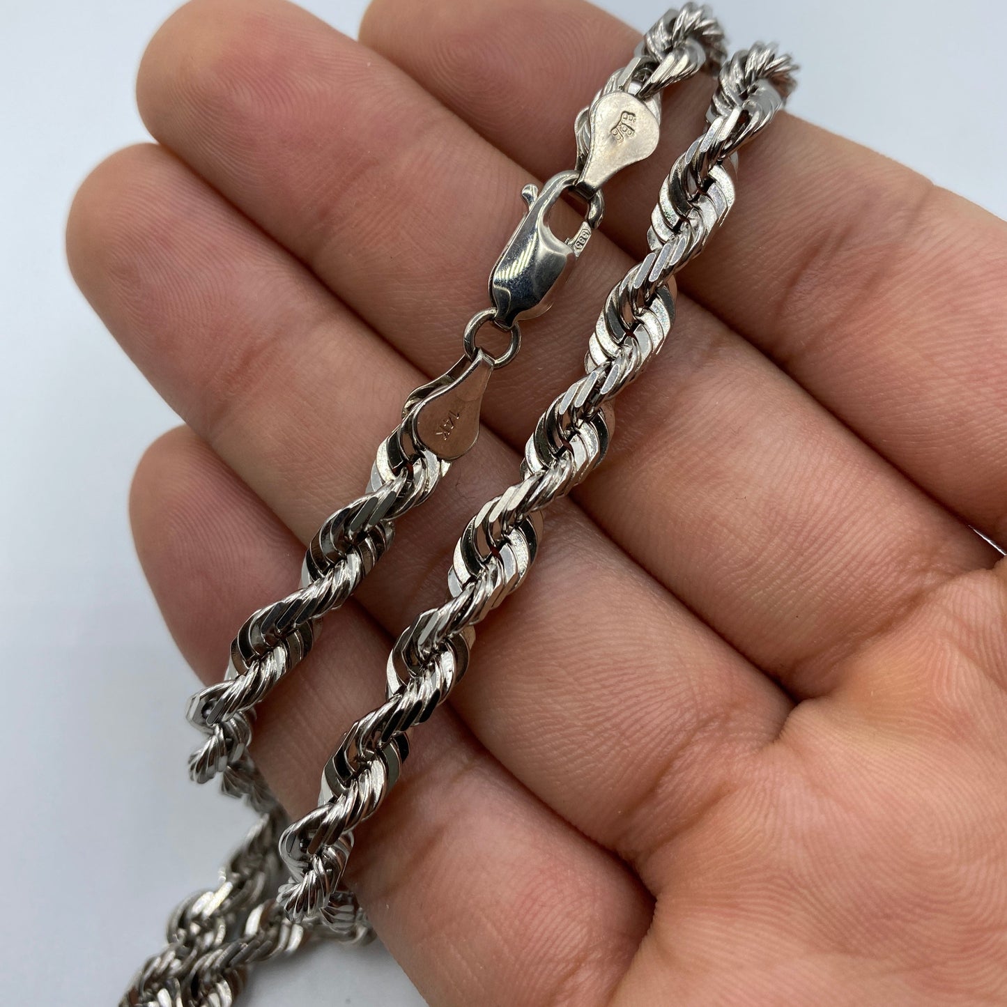 14K White Gold 6.2MM Rope Chain 20-26"