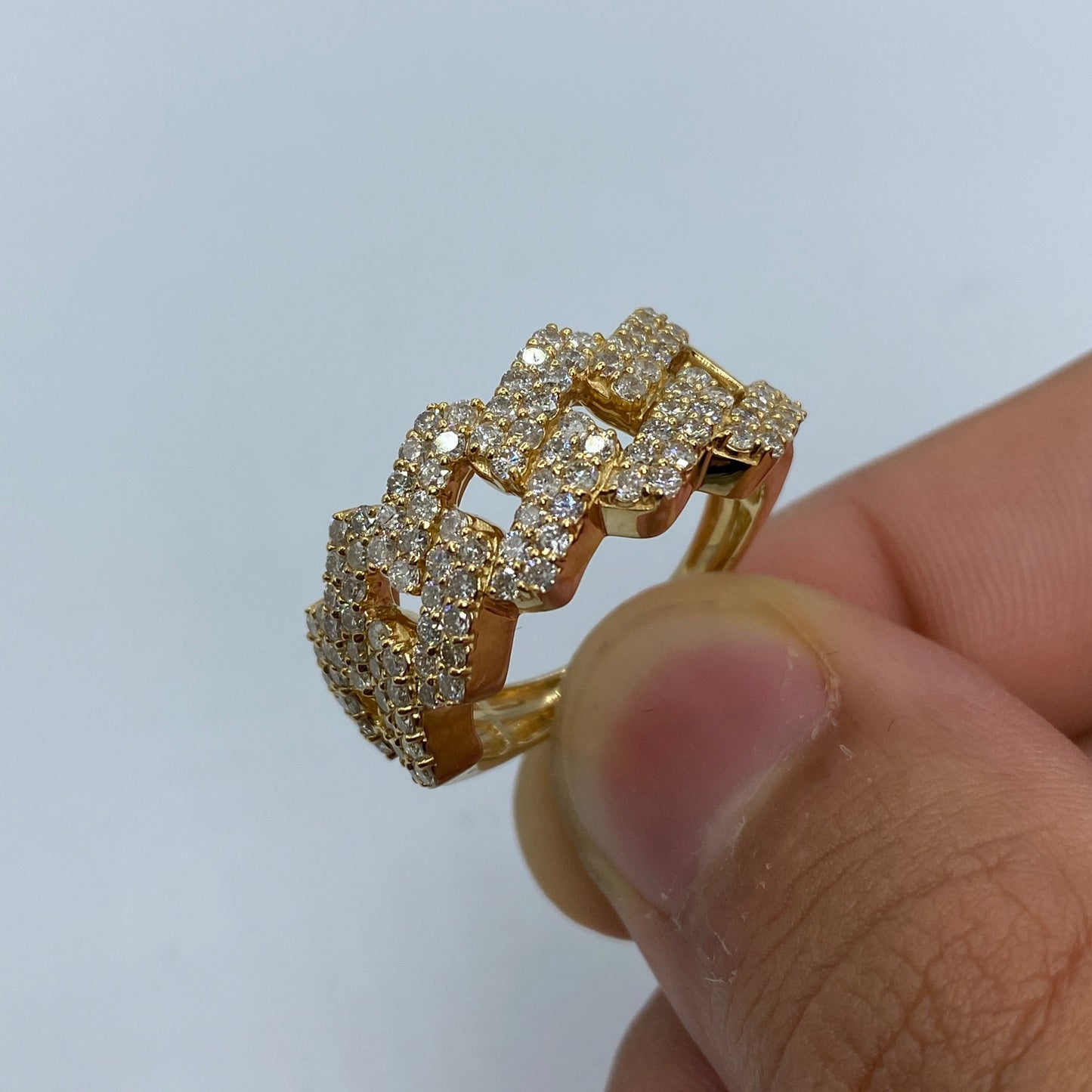 14K Gold 11MM Cuban Link Diamond Ring