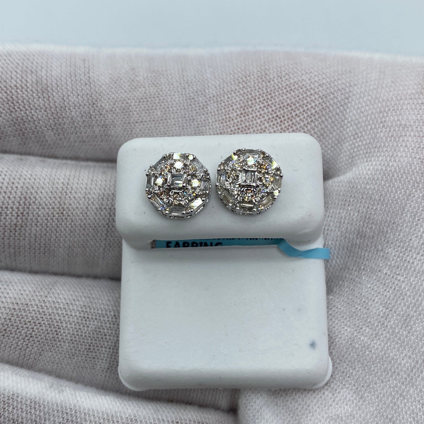 14K Jumbo Regal Circle Diamond Baguette Earrings