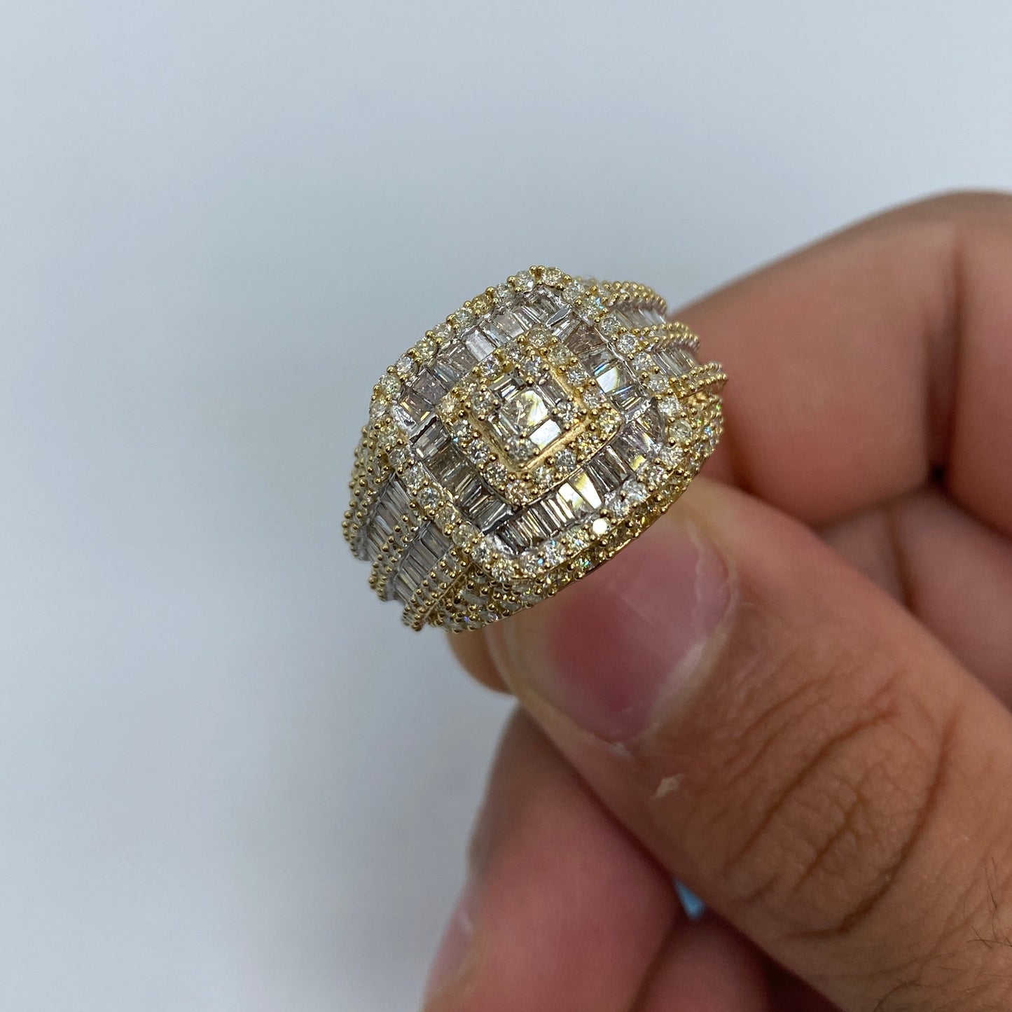 14K Square Diamond Baguette Ring