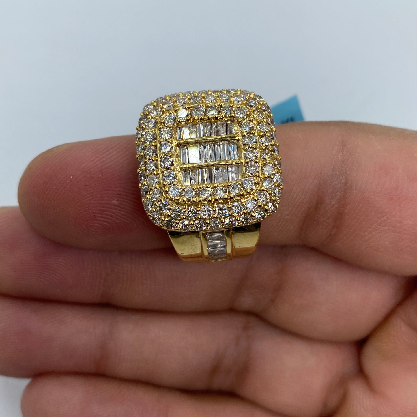 14K Square Triple-Threat Diamond Baguette Ring