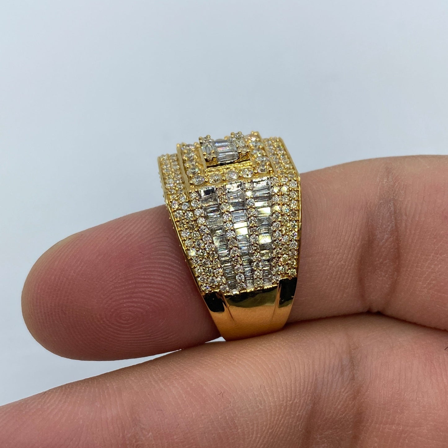 14K Square Center Diamond Baguette Ring