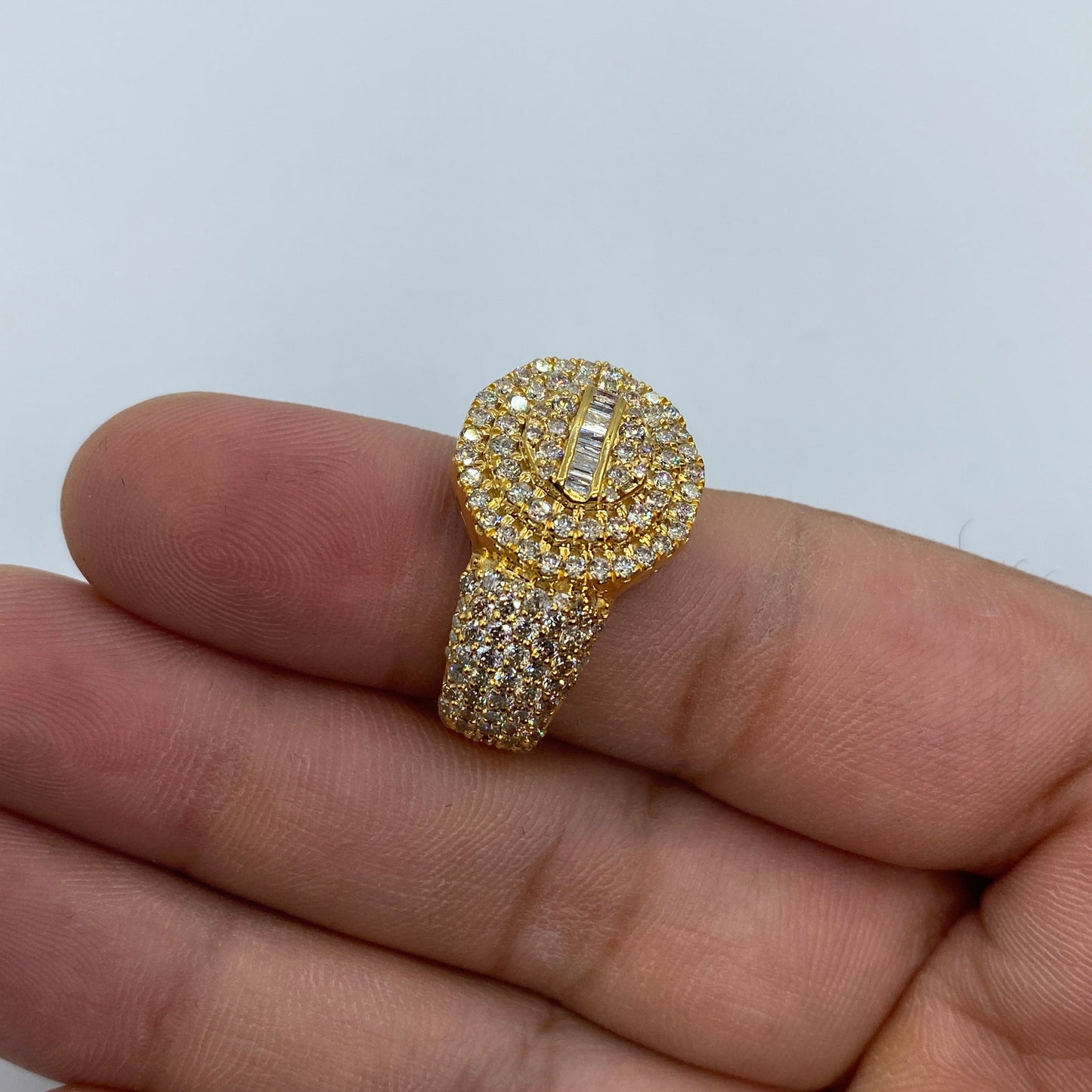 14K Polygon Diamond Baguette Ring