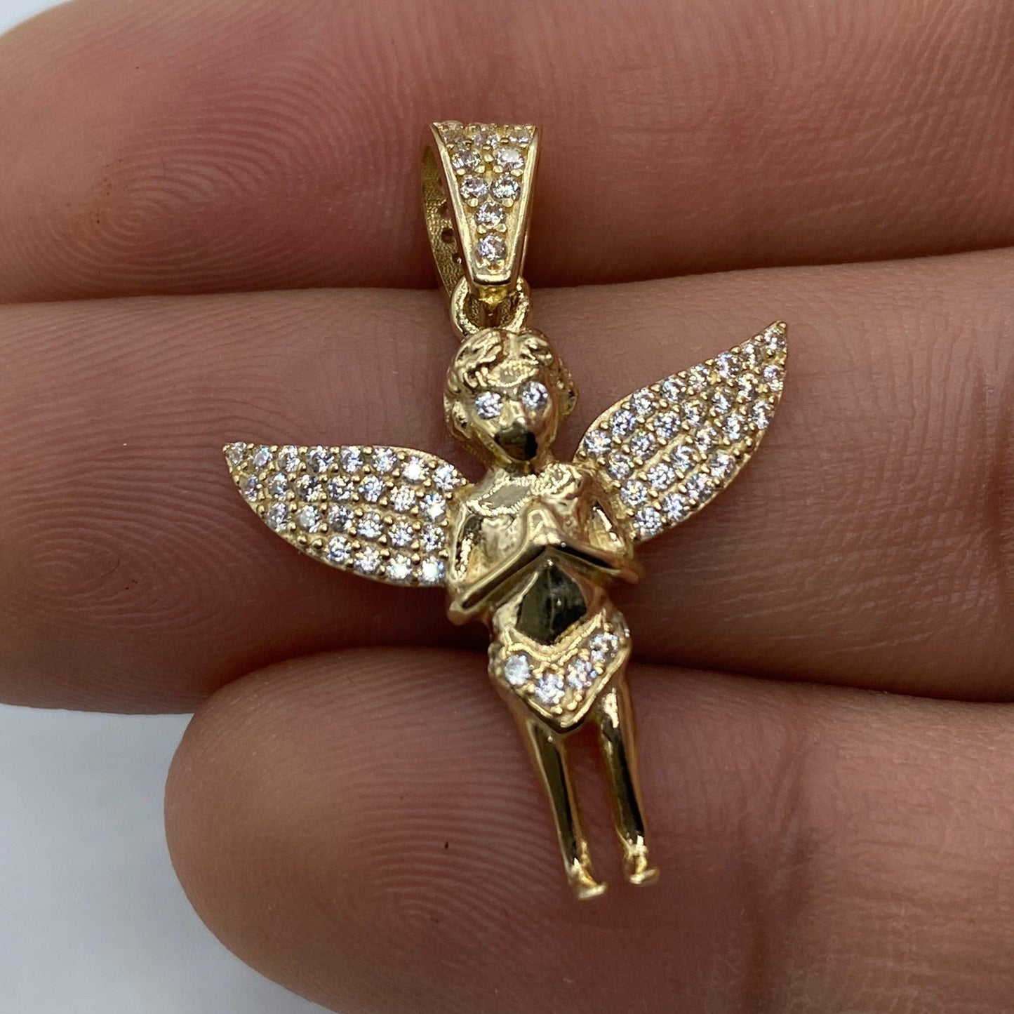 14K Baby Angel Pendant 1.1"