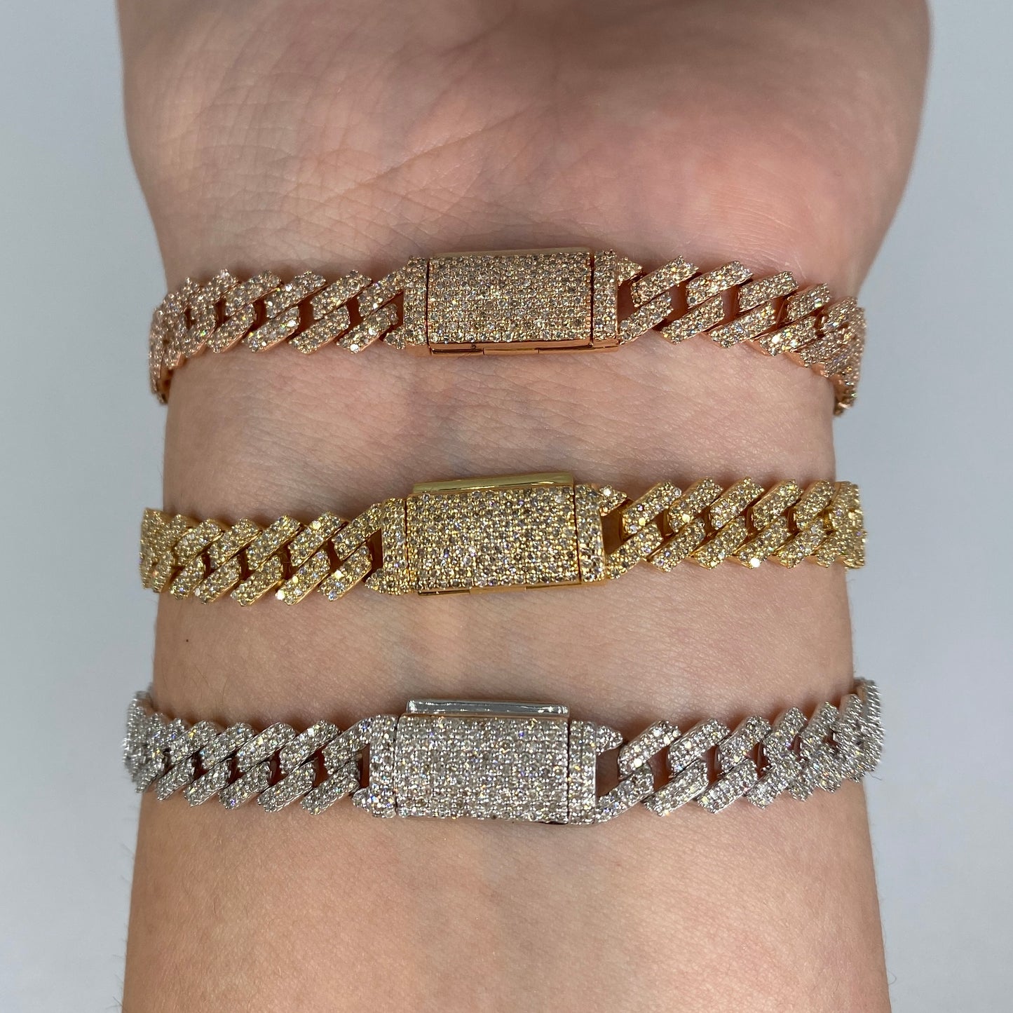 14K 6.5MM Cuban Link Diamond Bracelet 7-8"