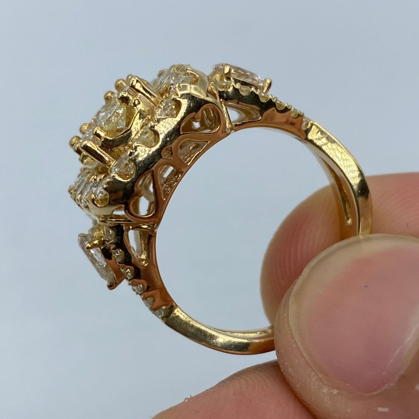 14K Large Square Diamond Engagement Ring