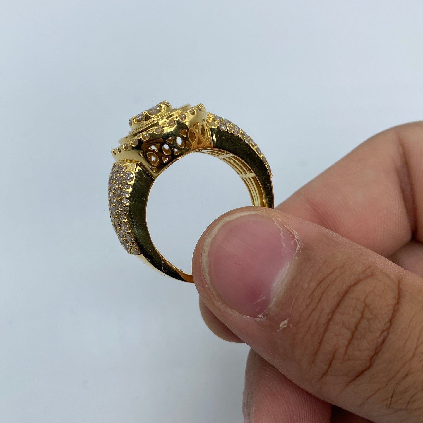 14K Yellow Oval Diamond Baguette Ring