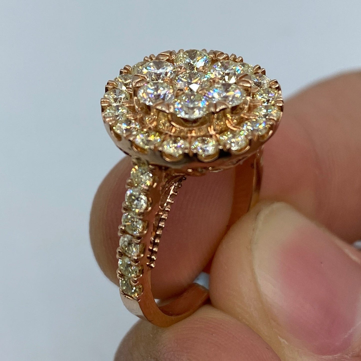 14K Rose Gold Circle Diamond Engagement Ring