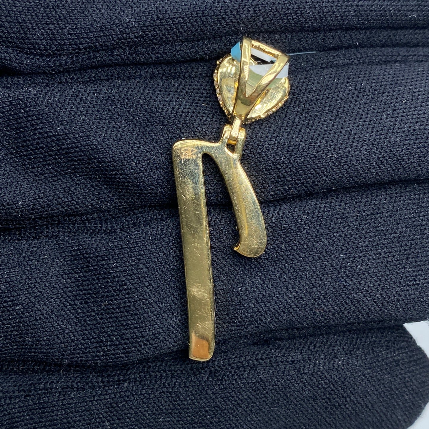 14k Initial I Script Heart Pendant