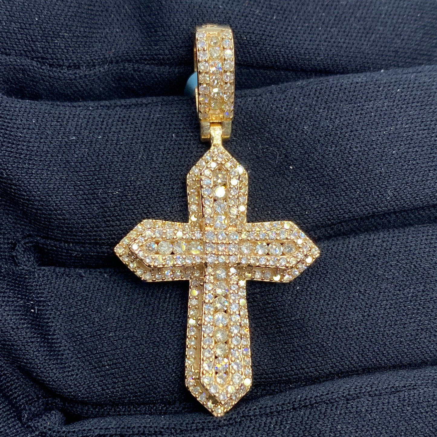 14K Saint 3D Cross Diamond Pendant