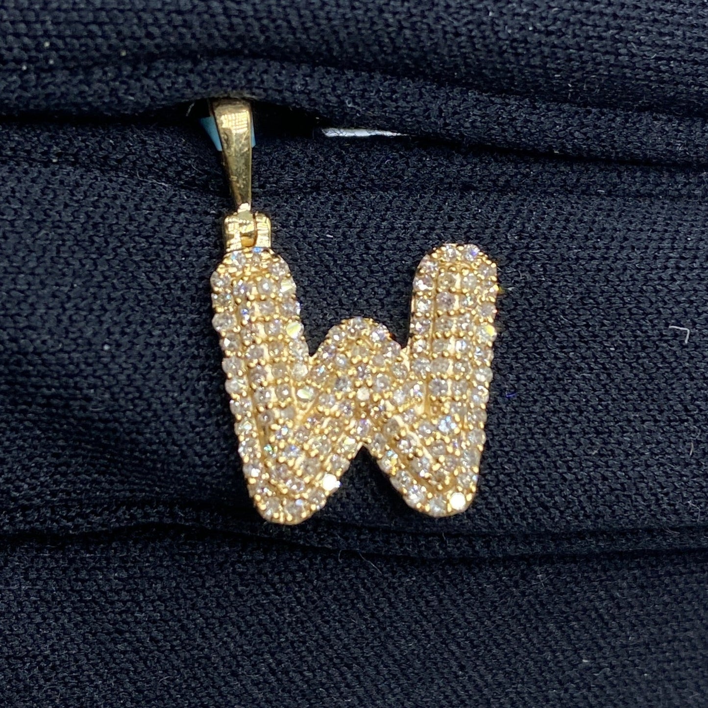 14k Initial W Bubble Pendant