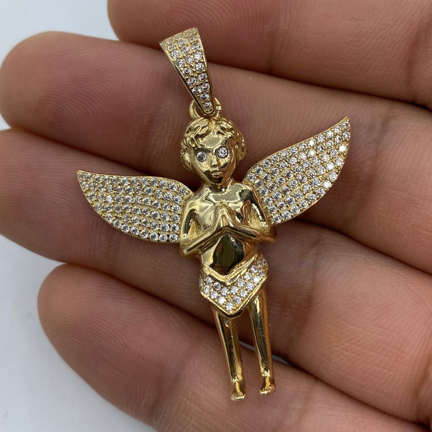 14K Baby Angel Pendant 1.75"
