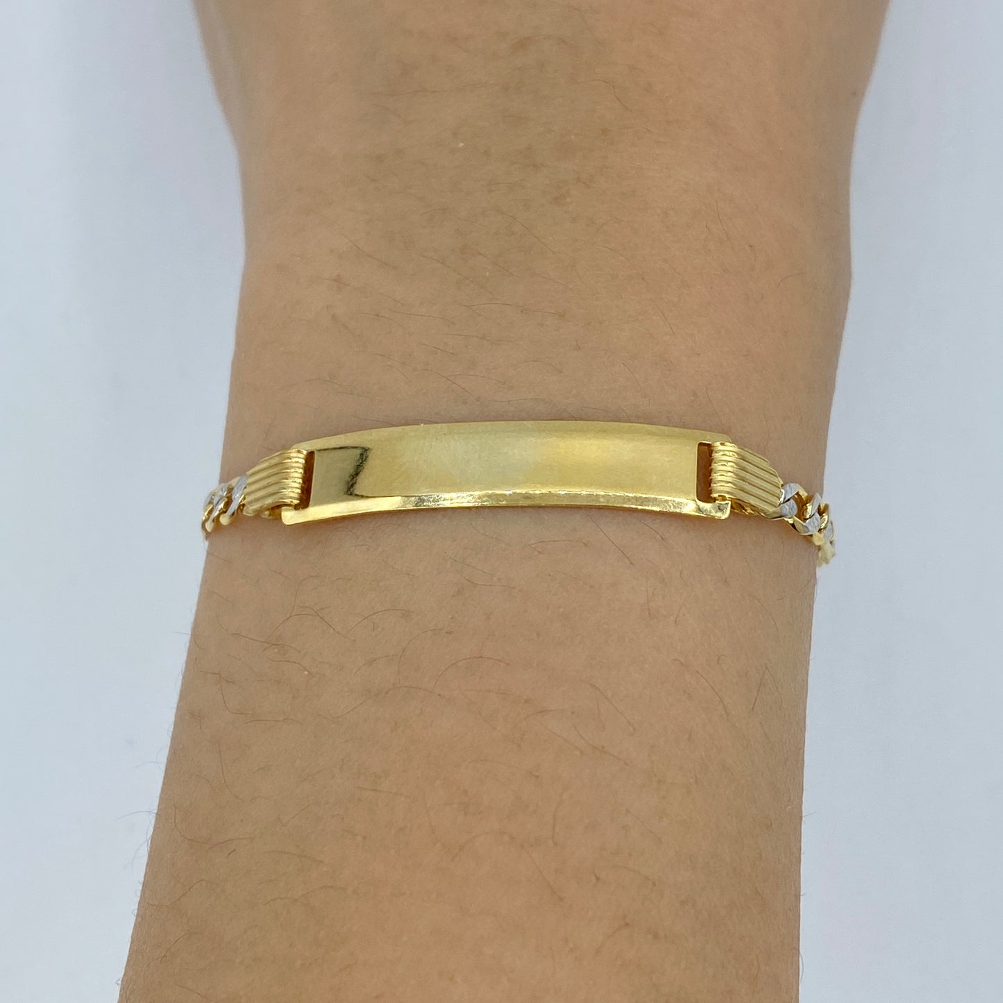 10K Custom Name Plate Two-Tone Figaro Link Baby Bracelet