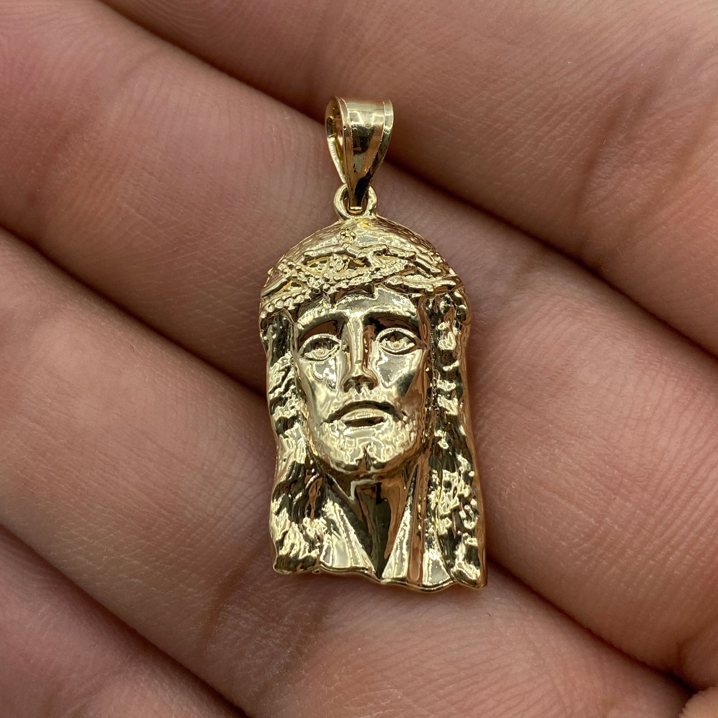 14K Jesus Head Pendant 1.2"