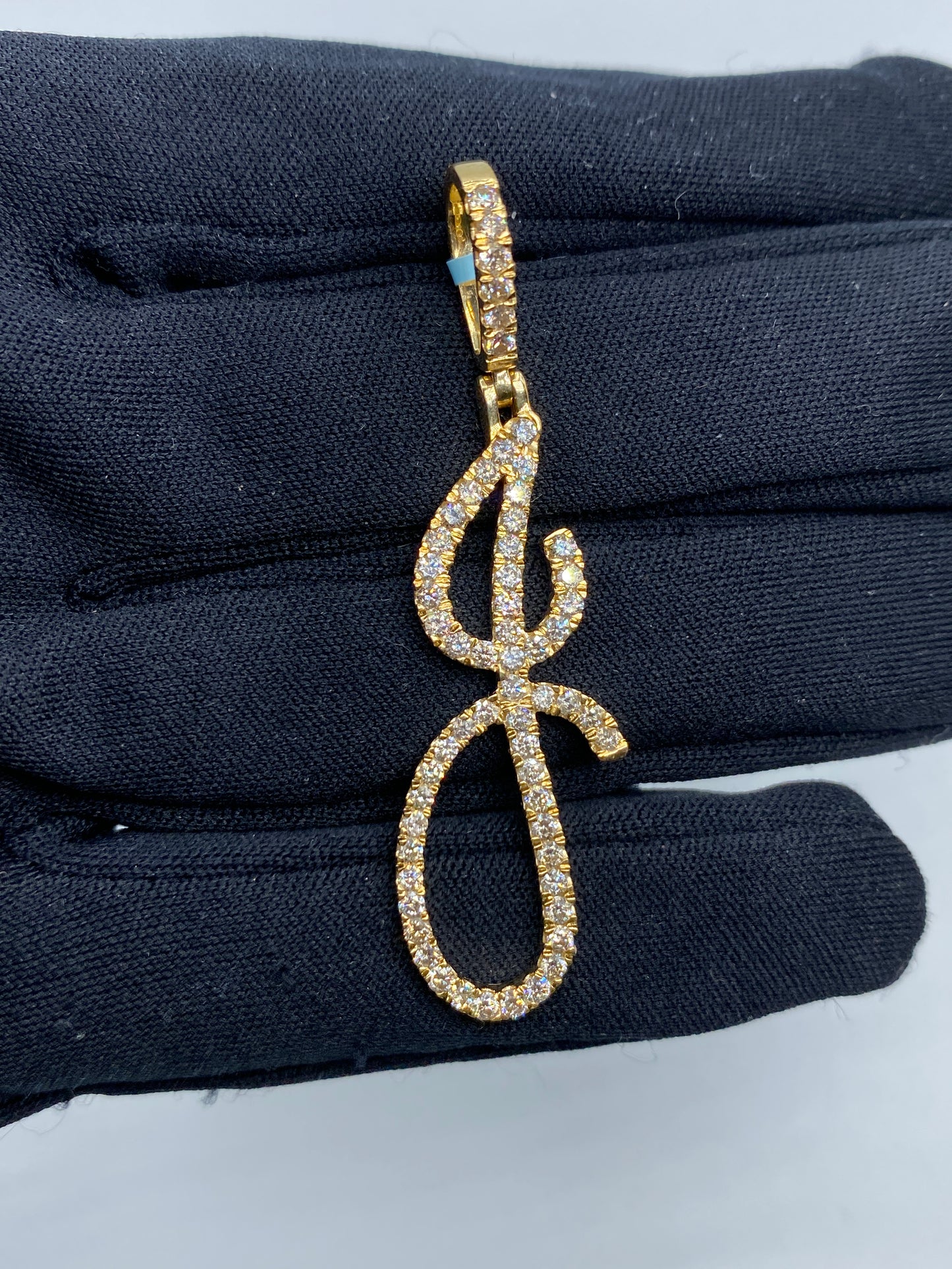 14k Initial J Large Script Pendant
