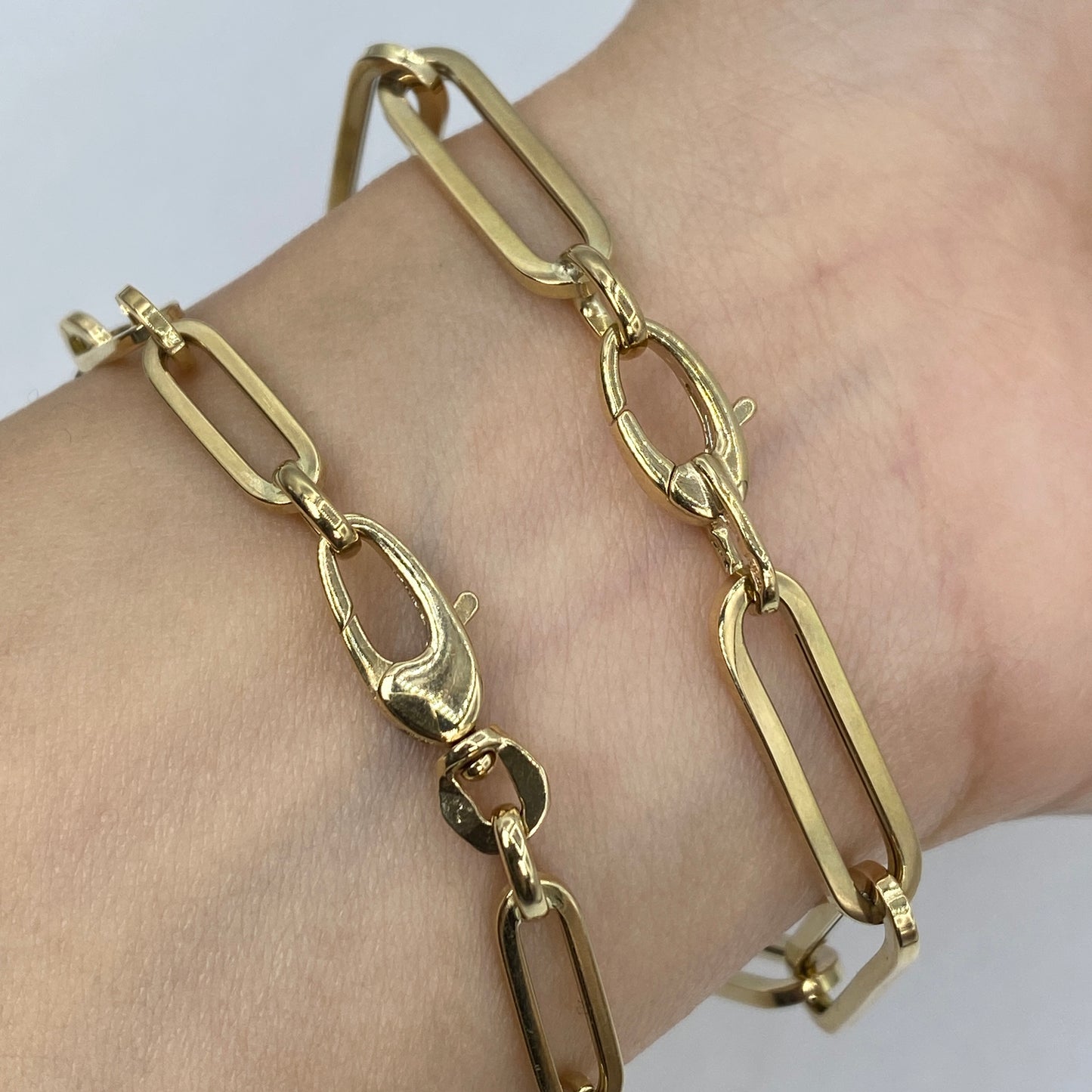 14K Yellow Gold Paper clip Bracelet 7.5"