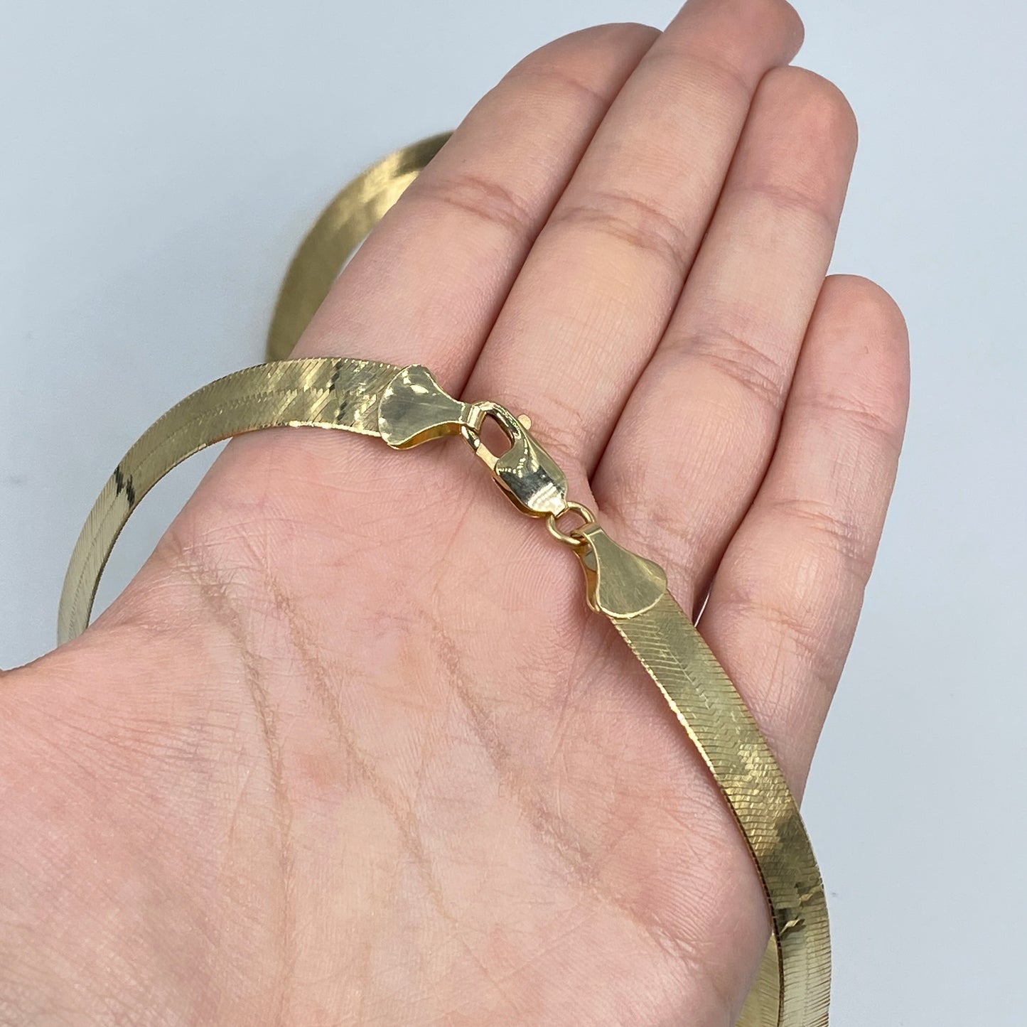 10K 9MM Herringbone Link Necklace 24"