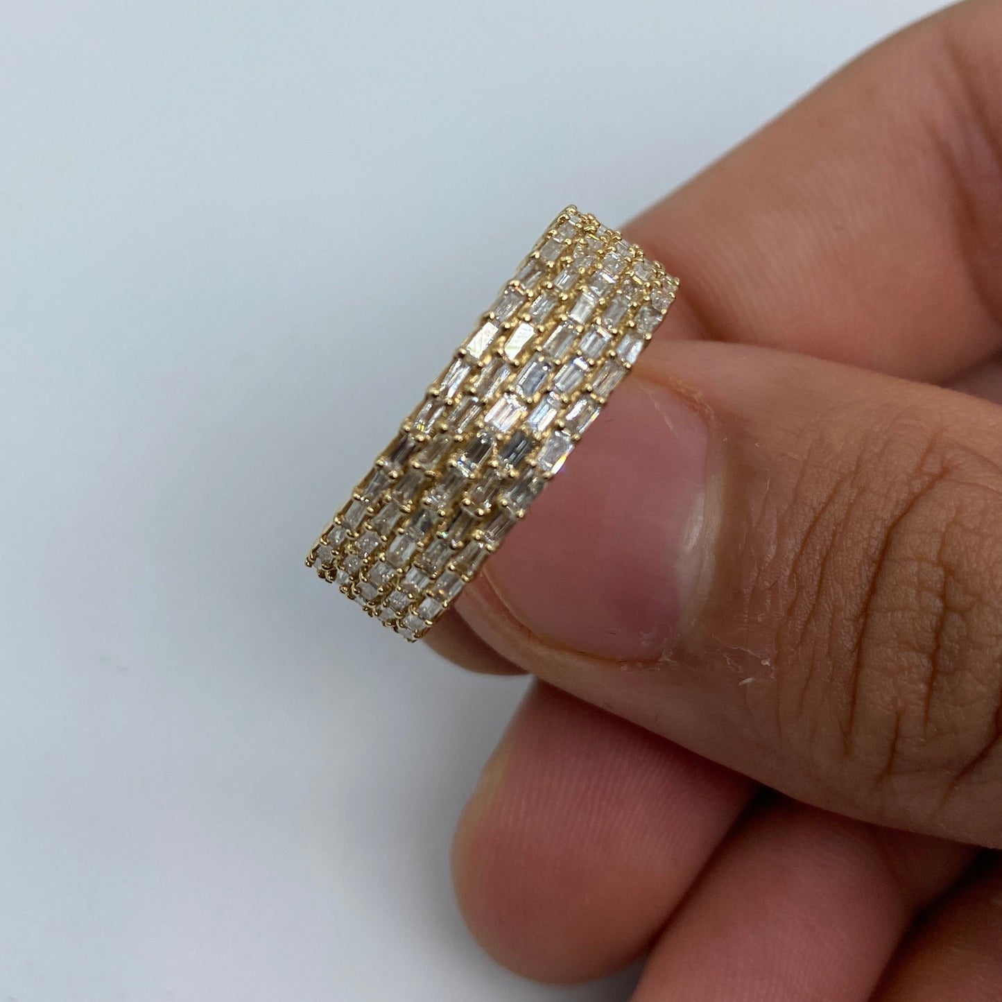 14K Five Stripe Diamond Baguette Ring