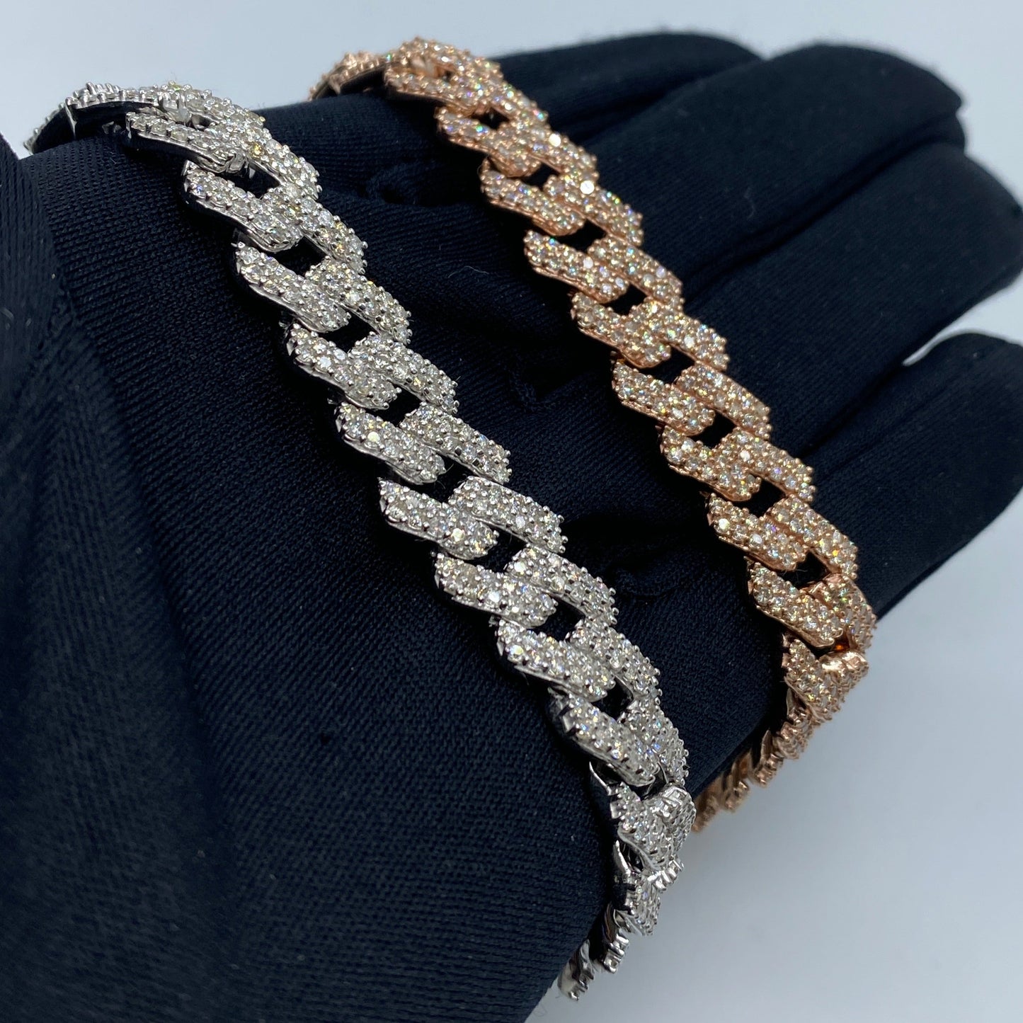 10K 13.5MM Cuban Link Diamond Bracelet 8"
