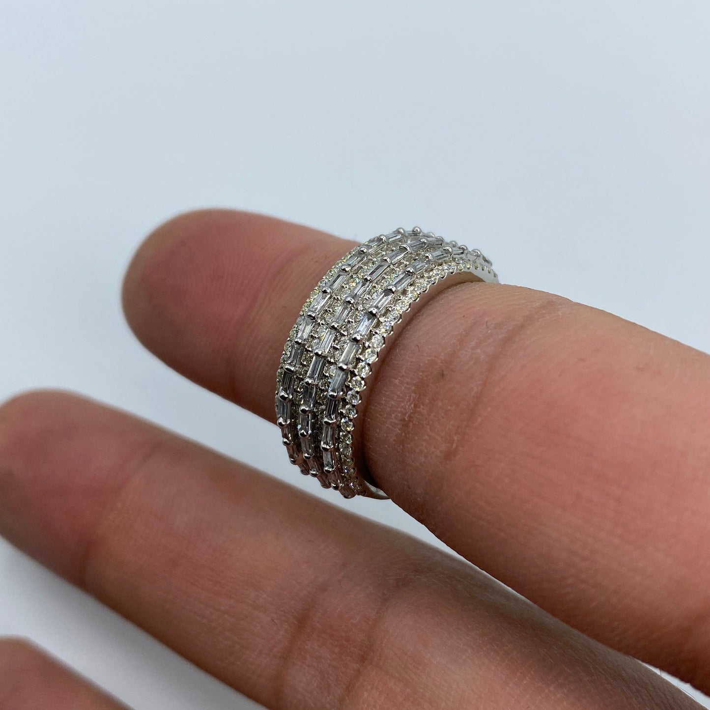 14K Triple Dash Diamond Baguette Band