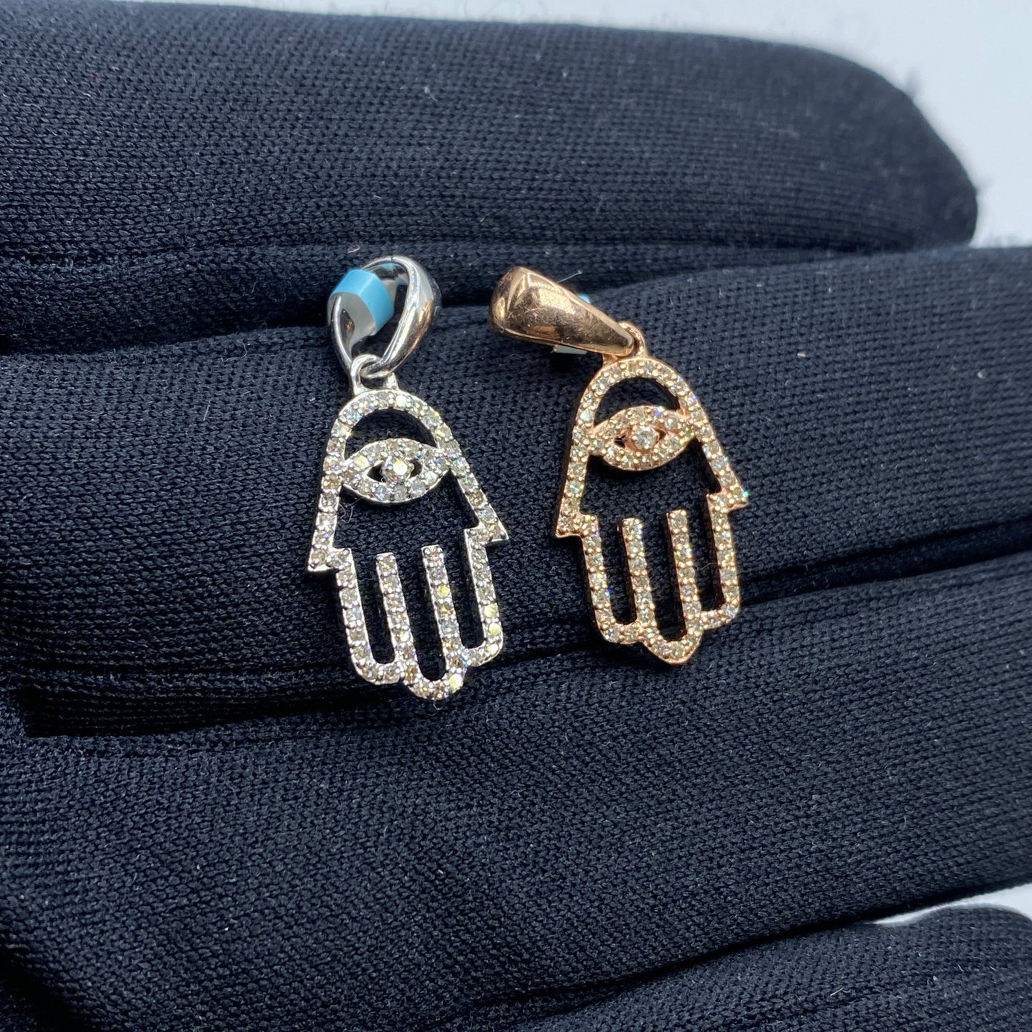 14K Small Hamsa Diamond Pendant